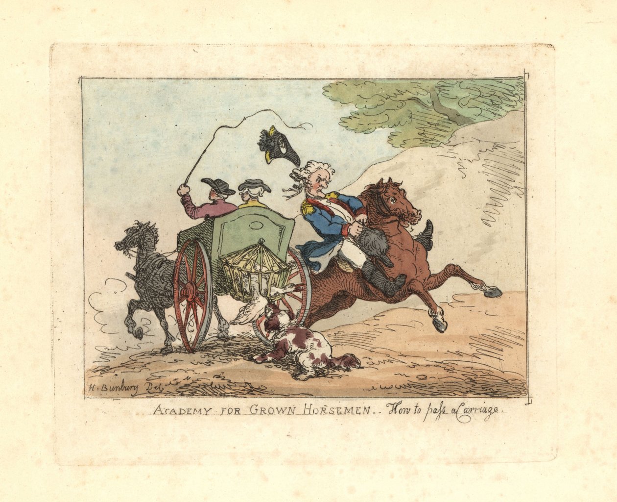 Man losing control of his mount while passing a carriage. بواسطة توماس رولاندسون