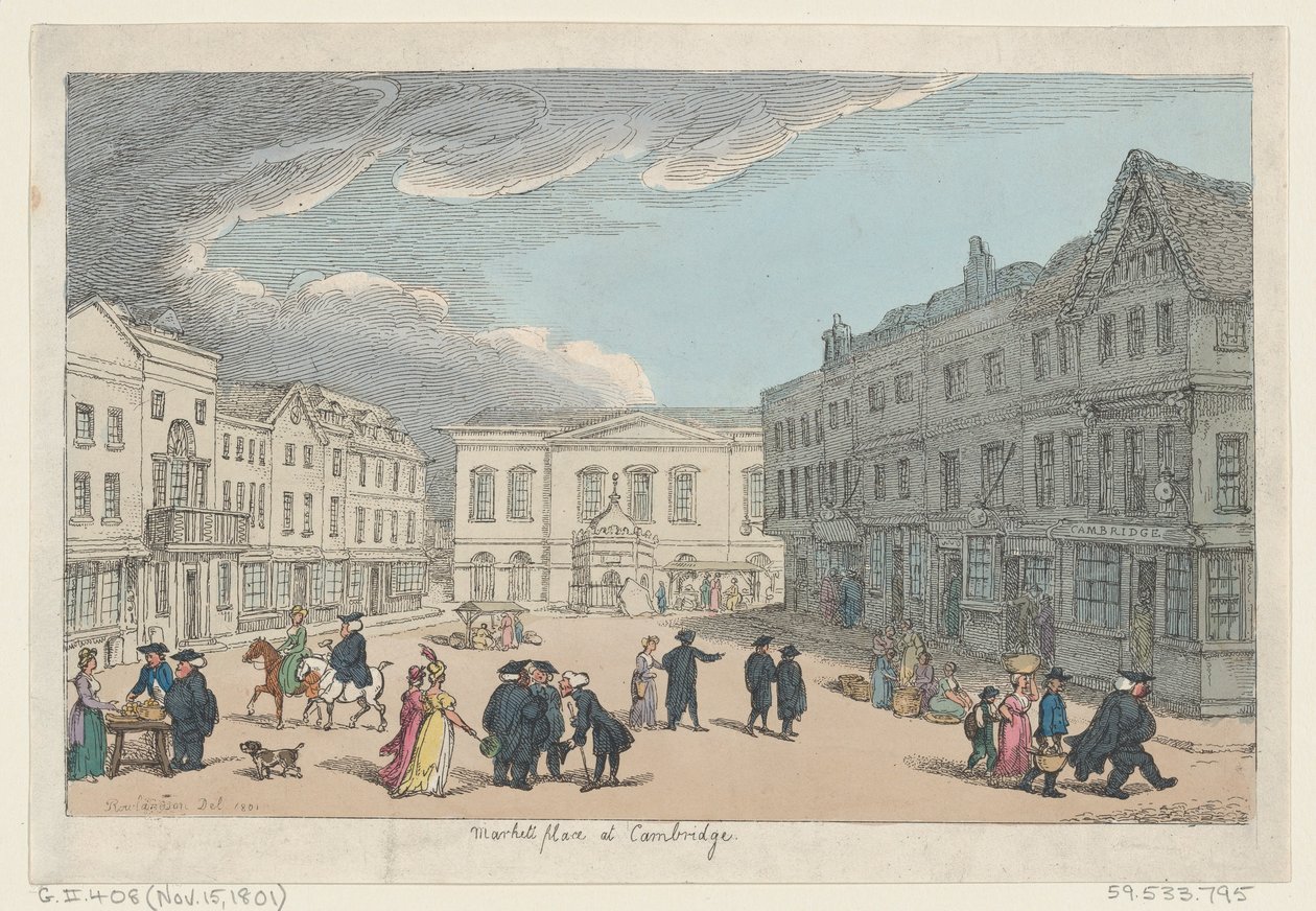 Market Place at Cambridge ، ١٥ نوفمبر ١٨٠١ ، ١٥ نوفمبر ١٨٠١. بواسطة توماس رولاندسون