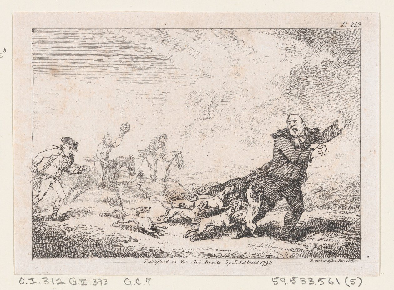 انخرط بارسون آدامز في مغامرة صيد محفوفة بالمخاطر ، من مغامرات جوزيف أندريه ... ، 1792. بواسطة توماس رولاندسون