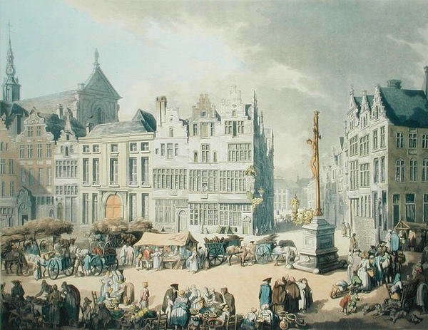 Place de Mer at Antwerp (تم نشره بواسطة Ackermann بواسطة توماس رولاندسون