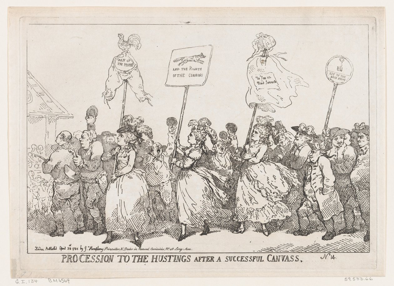 موكب إلى Hustings بعد نجاح حملة Canvass ، 30 أبريل 1784. ، 30 أبريل ، 1784. بواسطة توماس رولاندسون