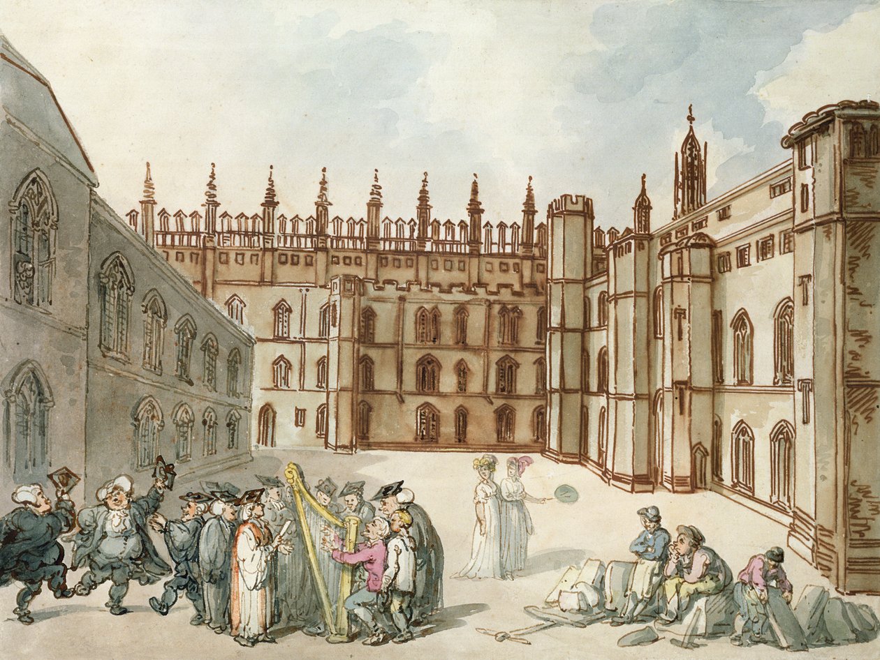 Quadrangle of King&39;s College ، كامبريدج (قلم ومرحاض على ورق) بواسطة توماس رولاندسون