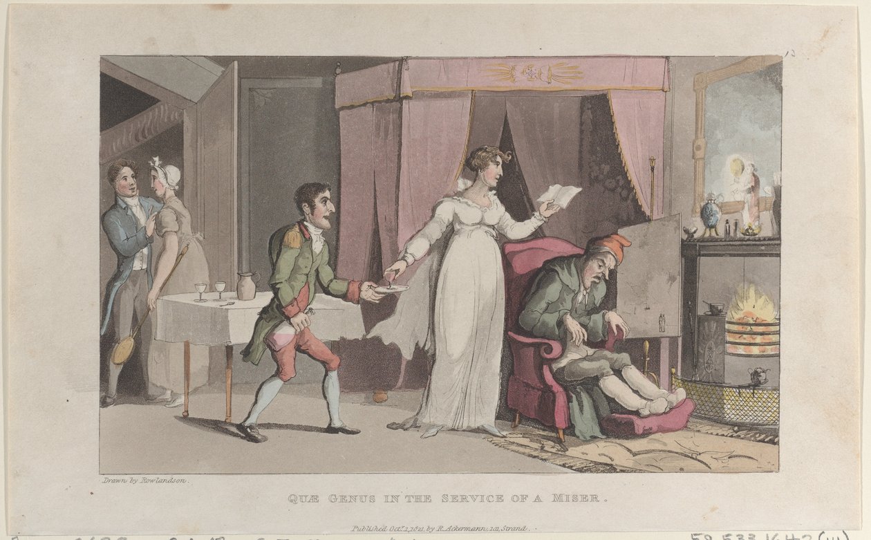 Quae Genus in the Service of a Miser ، من تاريخ Johnny Quae Genus ، T ... ، 1 أكتوبر 1821. بواسطة توماس رولاندسون