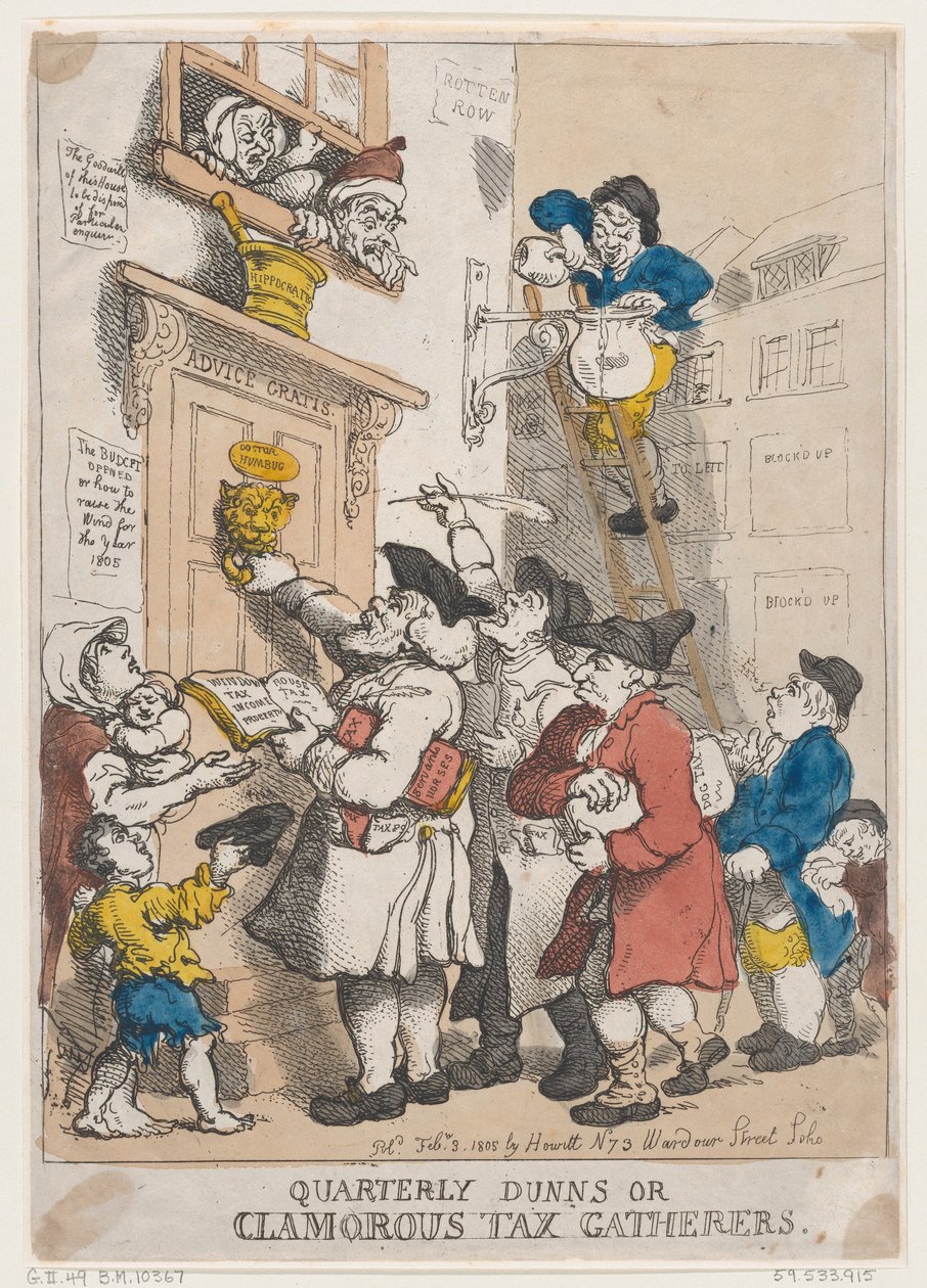 دونز ربع سنوي ، أو جامعي الضرائب الصاخبين ، 3 فبراير 1805 ، 3 فبراير 1805. بواسطة توماس رولاندسون