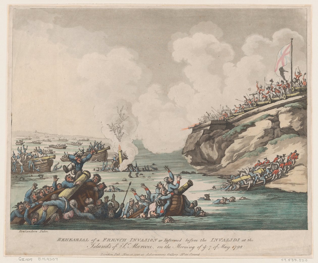 بروفة للغزو الفرنسي كما تم إجراؤه قبل المعاقين في جزر ... ، 18 مايو 1798. بواسطة توماس رولاندسون