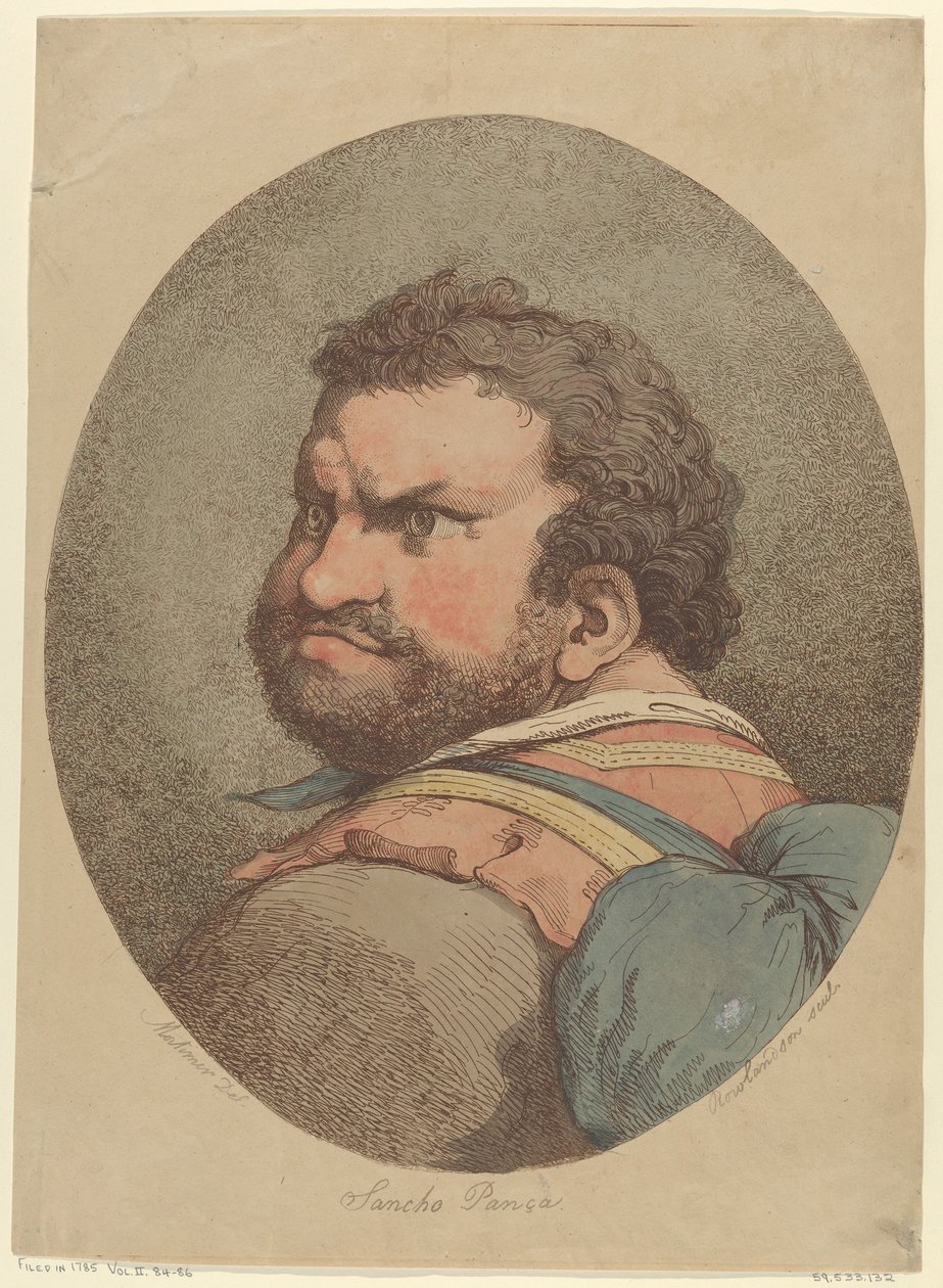سانشو بانزا ، من دون كيشوت ، كاليفورنيا. 1776. ، كاليفورنيا. 1776. بواسطة توماس رولاندسون
