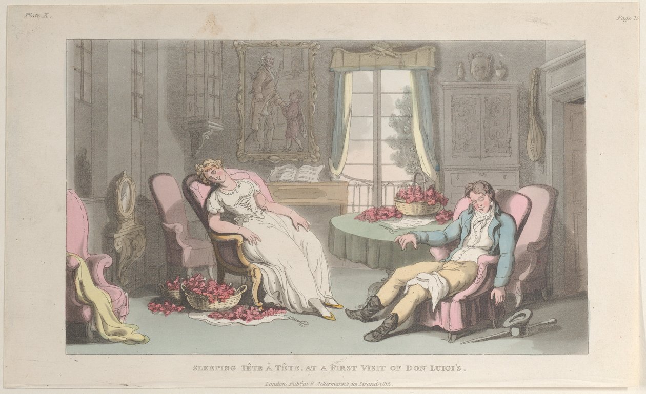 Sleeping Tête à Tête ، في أول زيارة قام بها دون لويجي ، من نابولي وكامباغ ... ، 1 يونيو 1815. بواسطة توماس رولاندسون
