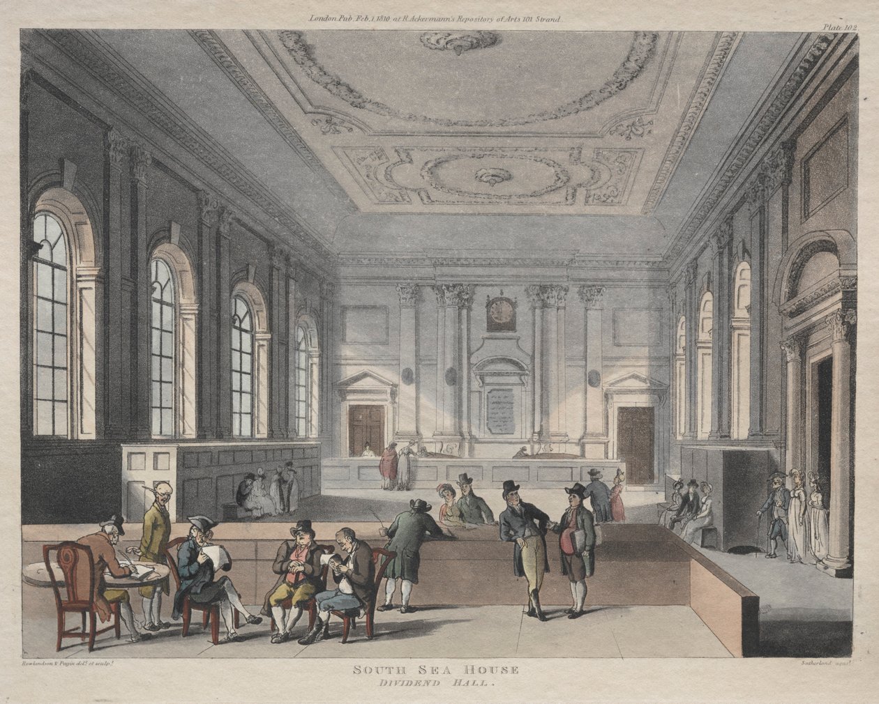 South Sea House ، Dividend Hall ، 1810. بواسطة توماس رولاندسون