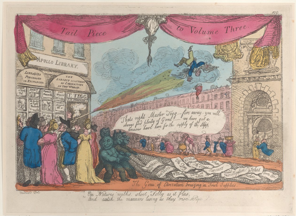 القطعة الخلفية للمجلد الثالث: جين الكاريكاتير الذي يجلب إمدادات جديدة ، 1808-21. ، 1808-21. بواسطة توماس رولاندسون