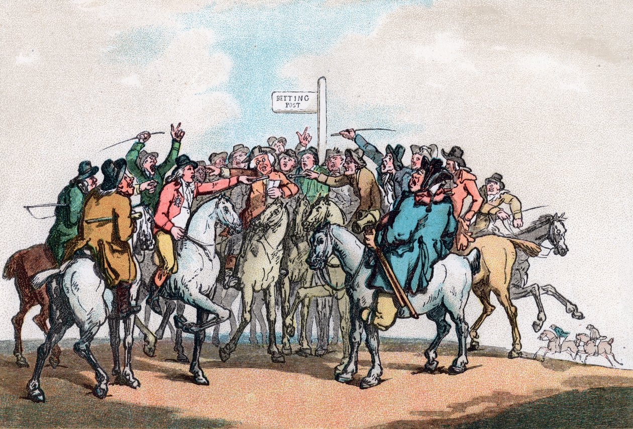 The Betting Post ، فكاهة صيد الثعلب ، 1799. بواسطة توماس رولاندسون