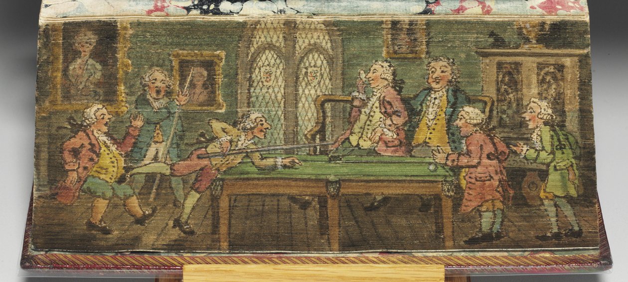 "كتاب الصلاة المشتركة" ، تفاصيل لوحة مقدمة "لعبة بلياردو" ، 1772 بواسطة توماس رولاندسون