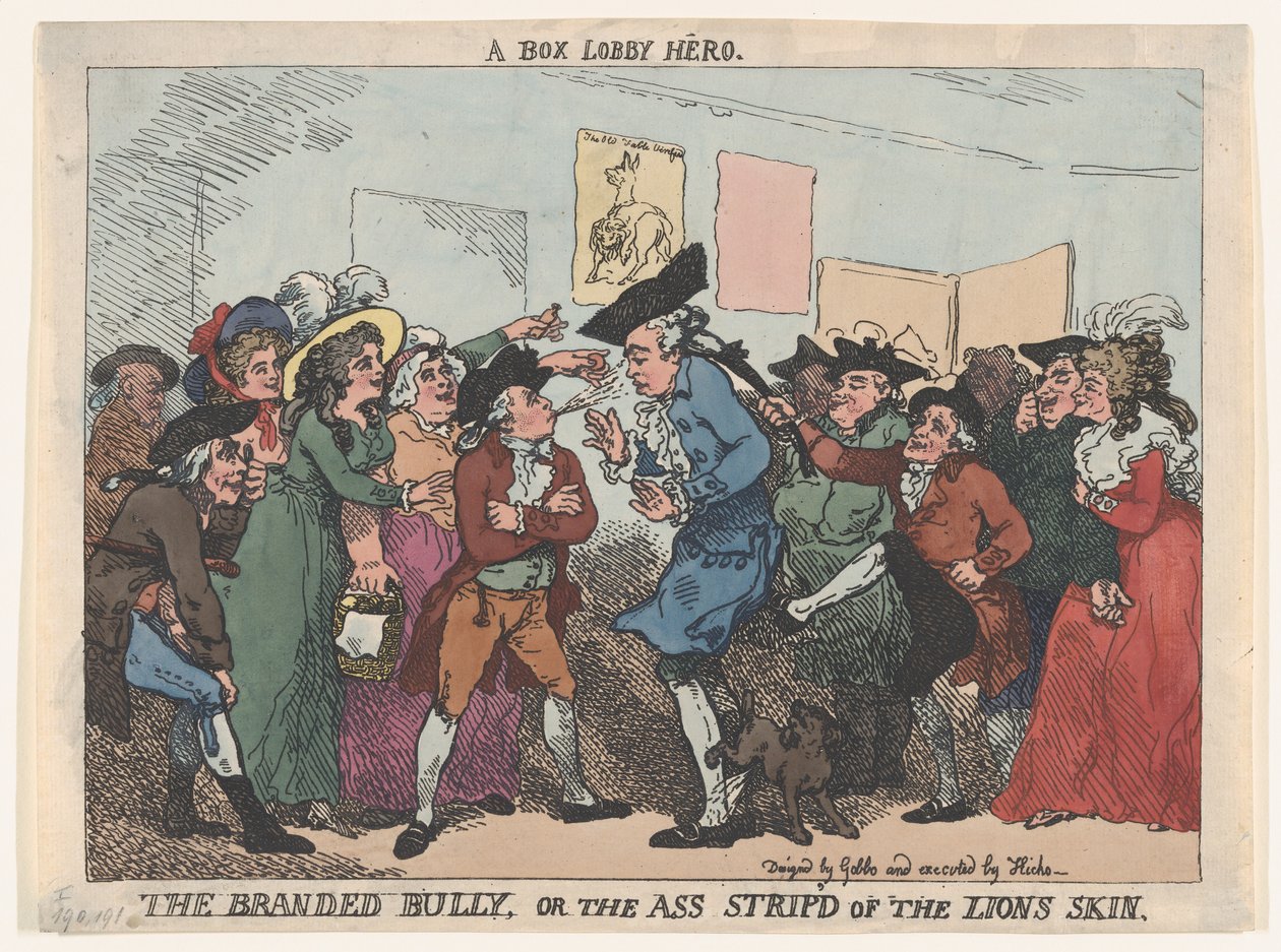 The Branded Bully ، أو Ass Stripp'd of the Lion's Skin ، 1786. ، 1786. بواسطة توماس رولاندسون