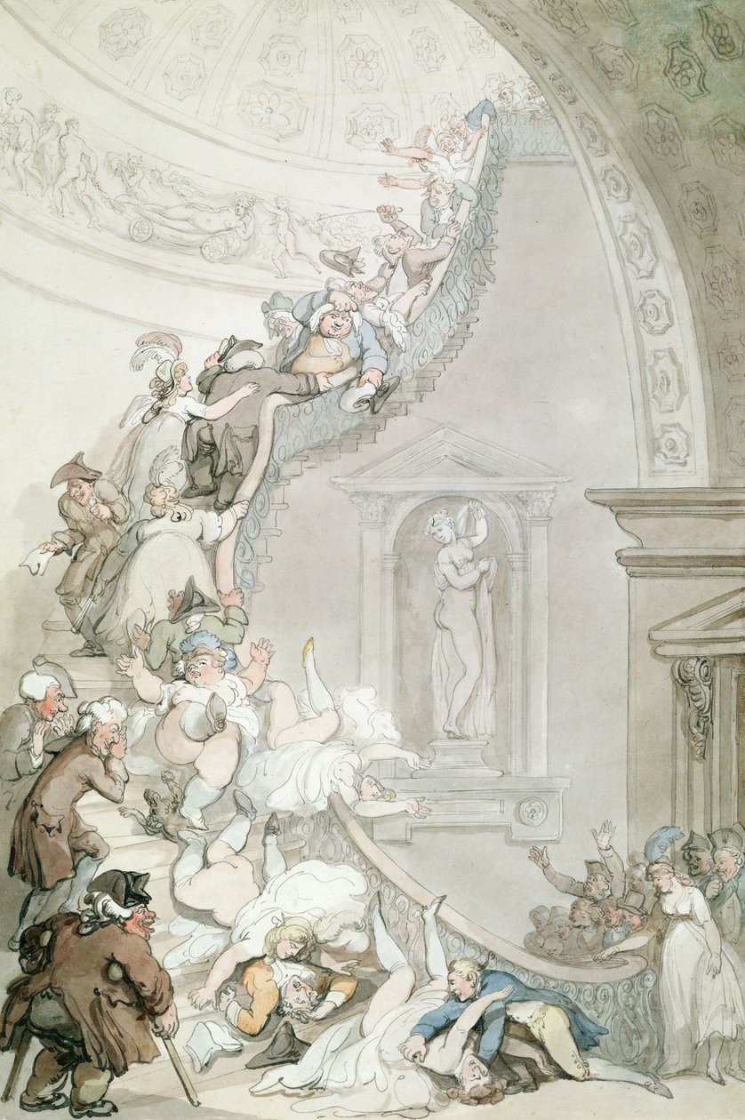معرض "Stare-Case" ، Somerset House ، حوالي 1800 (ألوان مائية مع طلاء رمادي وبني على ورق) بواسطة توماس رولاندسون
