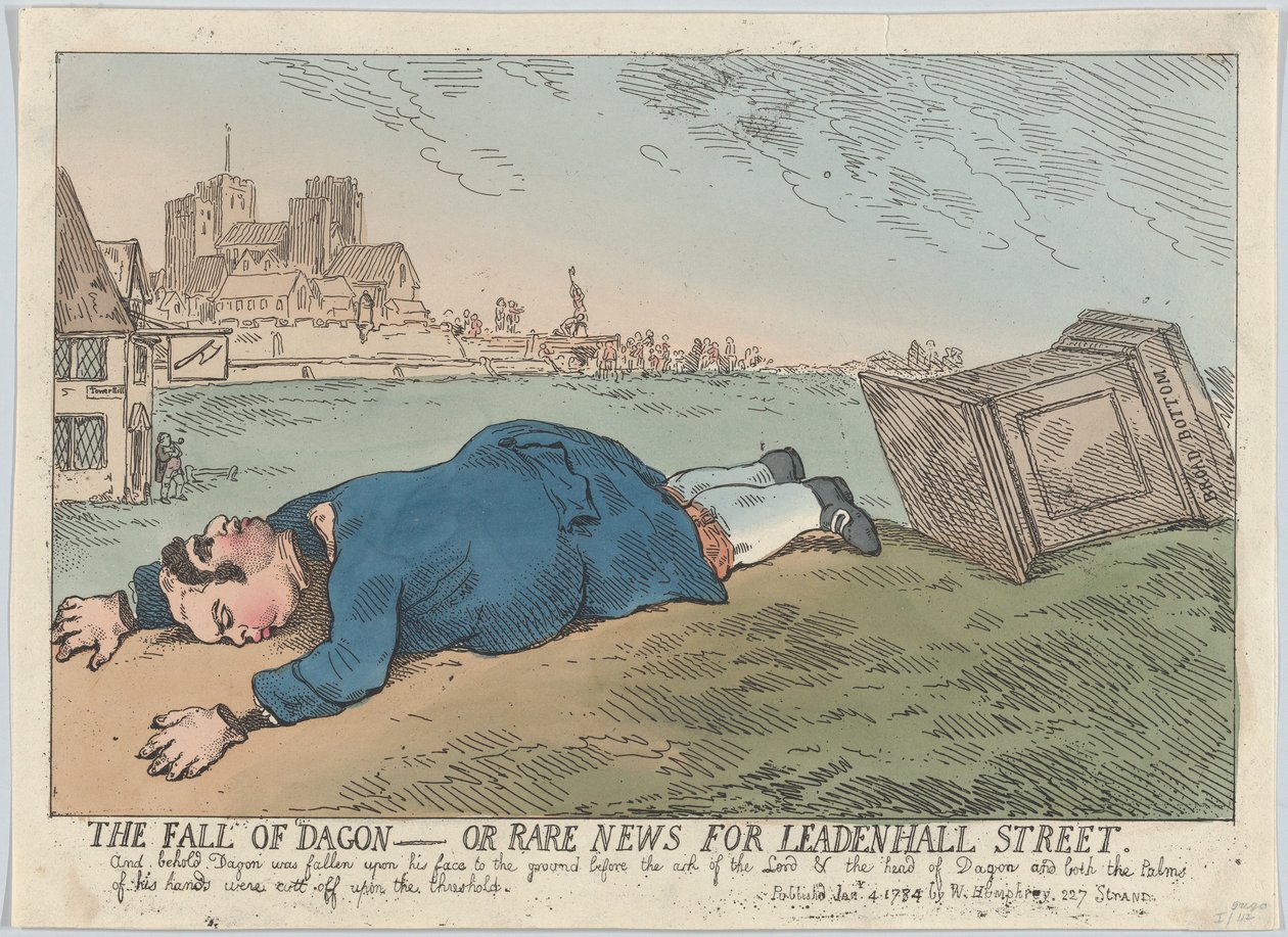 The Fall of Dagon - Or Rare News for Leadenhall Street، January 4، 1784.، January 4، 1784. بواسطة توماس رولاندسون