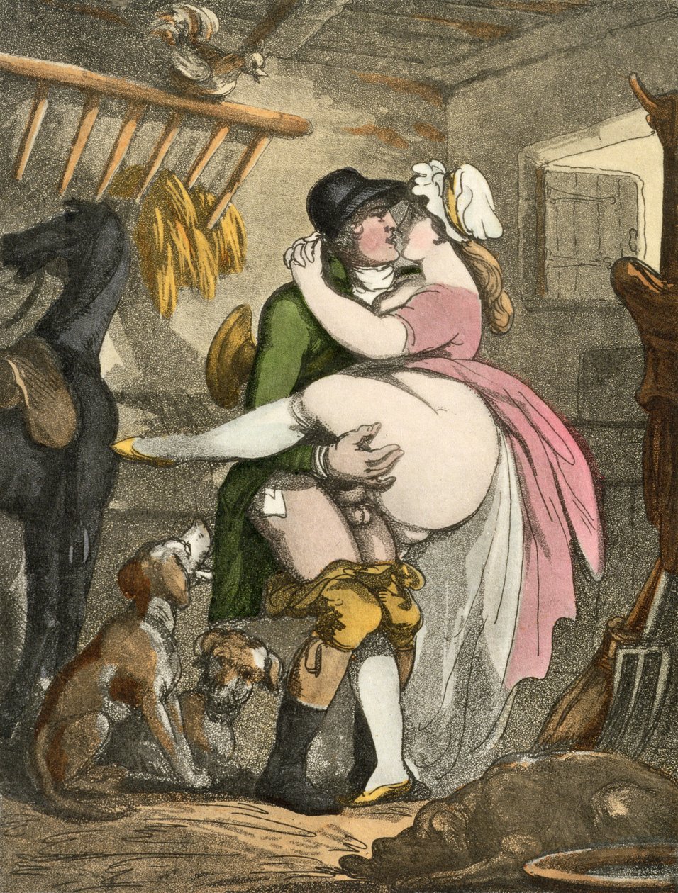 المزارع وحليبته ، 1808-17 (aquatint) بواسطة توماس رولاندسون