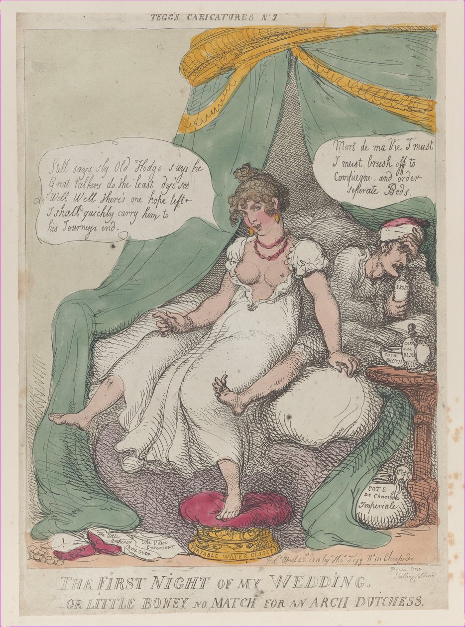 الليلة الأولى لحفل زفافي ، أو Little Boney No Match For a Arch Dutchess ، أب ... ، 25 أبريل 1810. بواسطة توماس رولاندسون