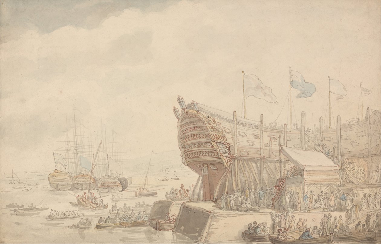 إطلاق HMS Hibernia 1804 بواسطة توماس رولاندسون