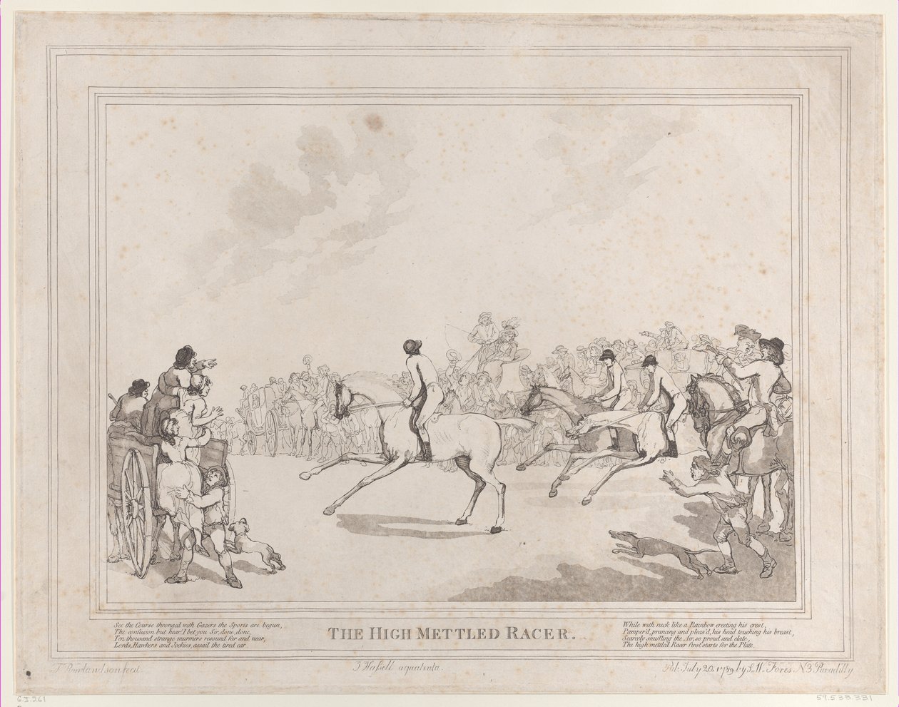 The Race Horse من حياة فرس السباق ، أو المتسابق عالي الذقن ، 20 يوليو ... ، 20 يوليو ، 1789 بواسطة توماس رولاندسون