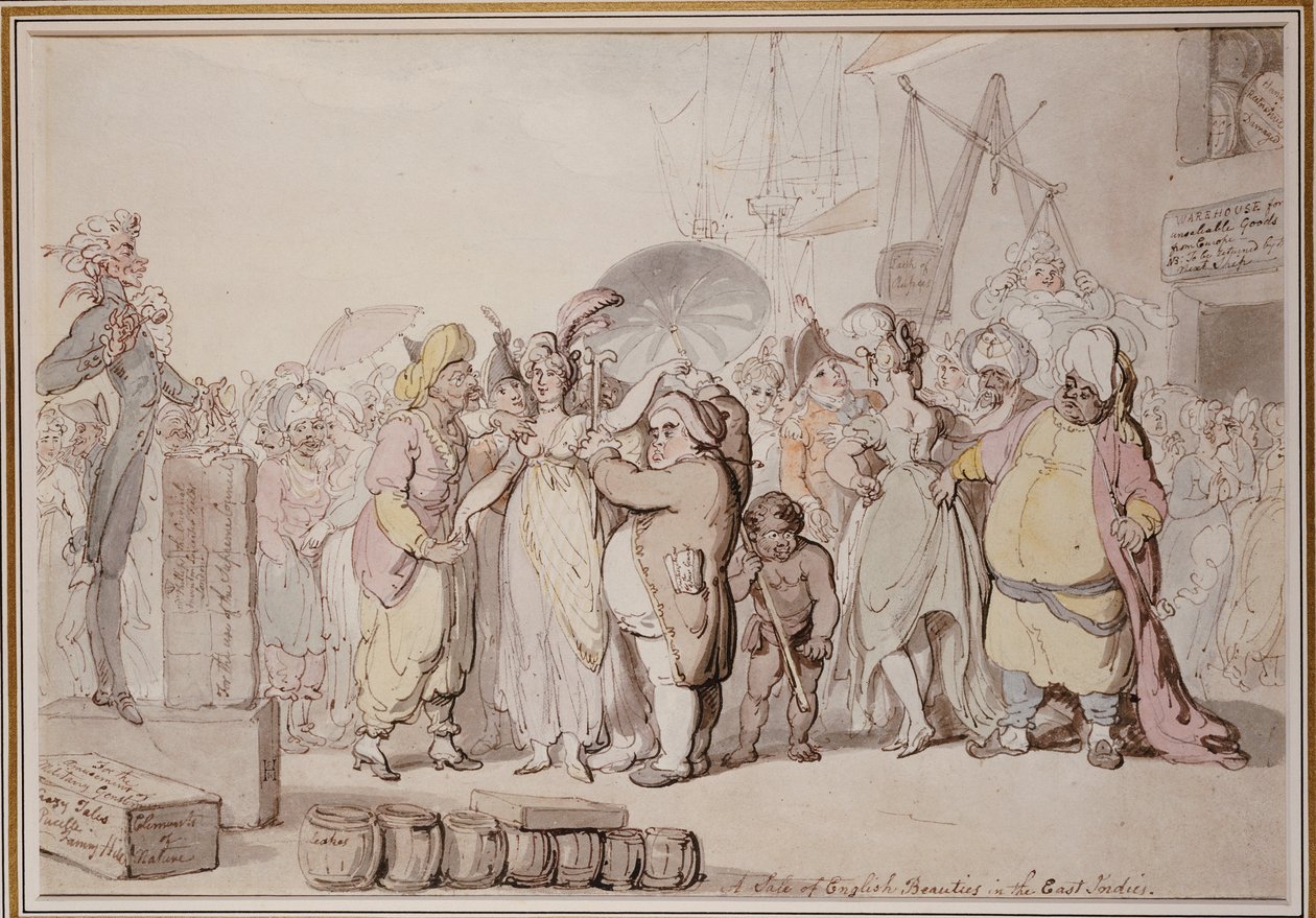 بيع الجمال الإنجليزي في جزر الهند الشرقية ، c.1810 بواسطة توماس رولاندسون