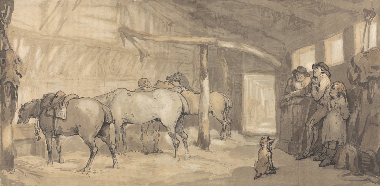 The Stable of an Inn ، حوالي عام 1790 (جرافيت وقلم وحبر وألوان مائية على ورق) بواسطة توماس رولاندسون