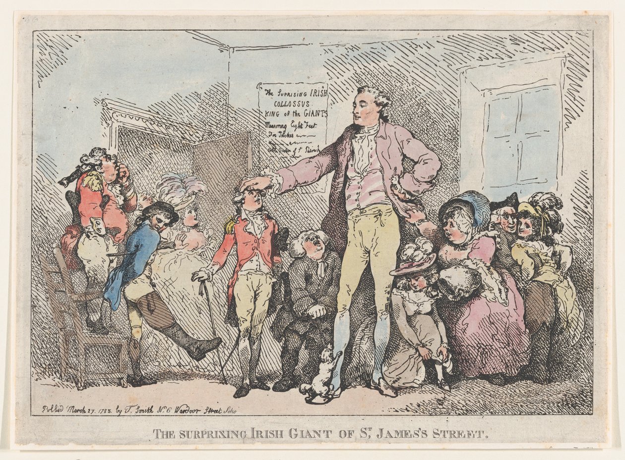العملاق الأيرلندي المفاجئ لشارع سانت جيمس ، 27 مارس 1785. ، 27 مارس 1785. بواسطة توماس رولاندسون