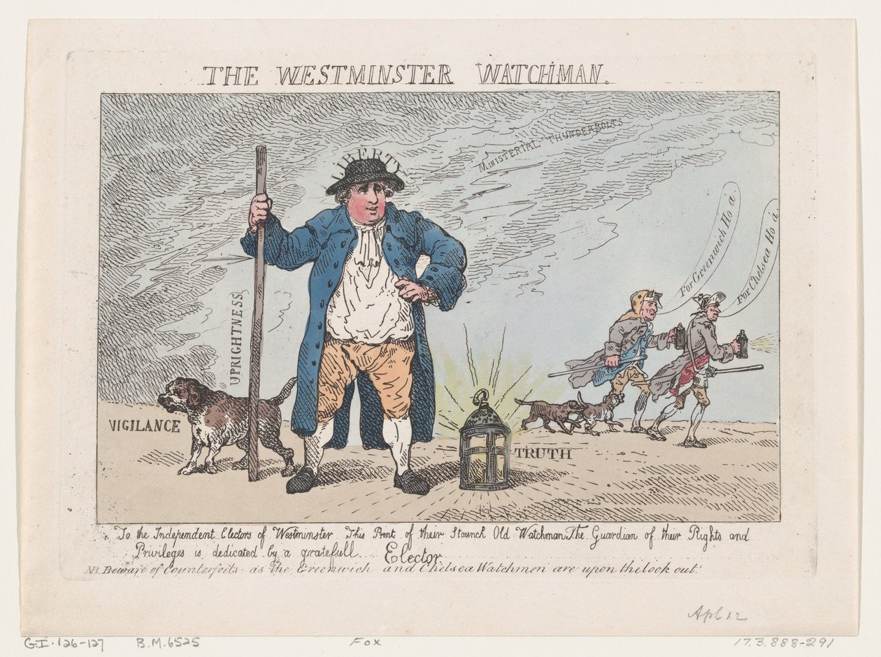 The Westminster Watchman ، ١٢ أبريل ١٧٨٤ ، ١٢ أبريل ١٧٨٤. بواسطة توماس رولاندسون