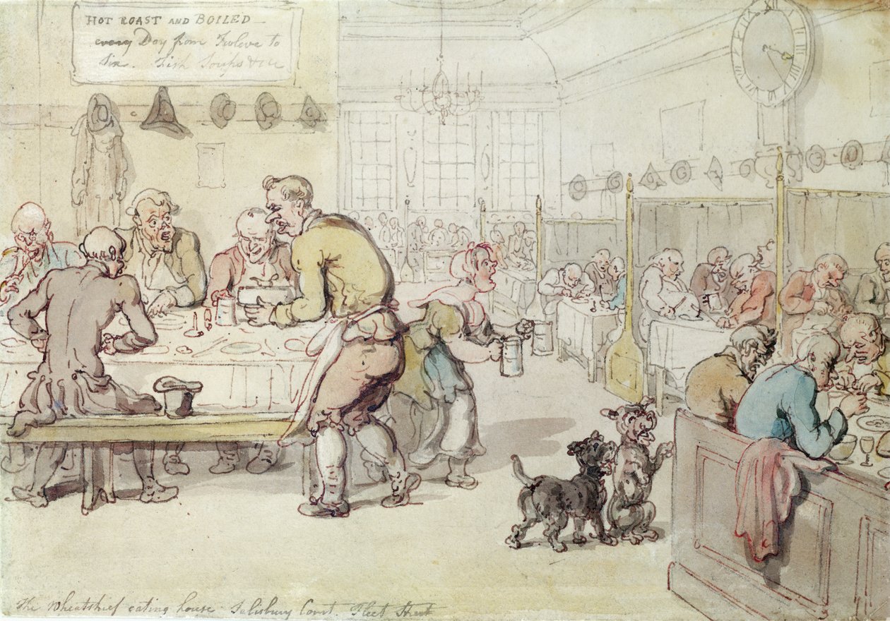The Wheatshief Eating House، Salisbury Court، Fleet Street (ink und wc on paper) بواسطة توماس رولاندسون