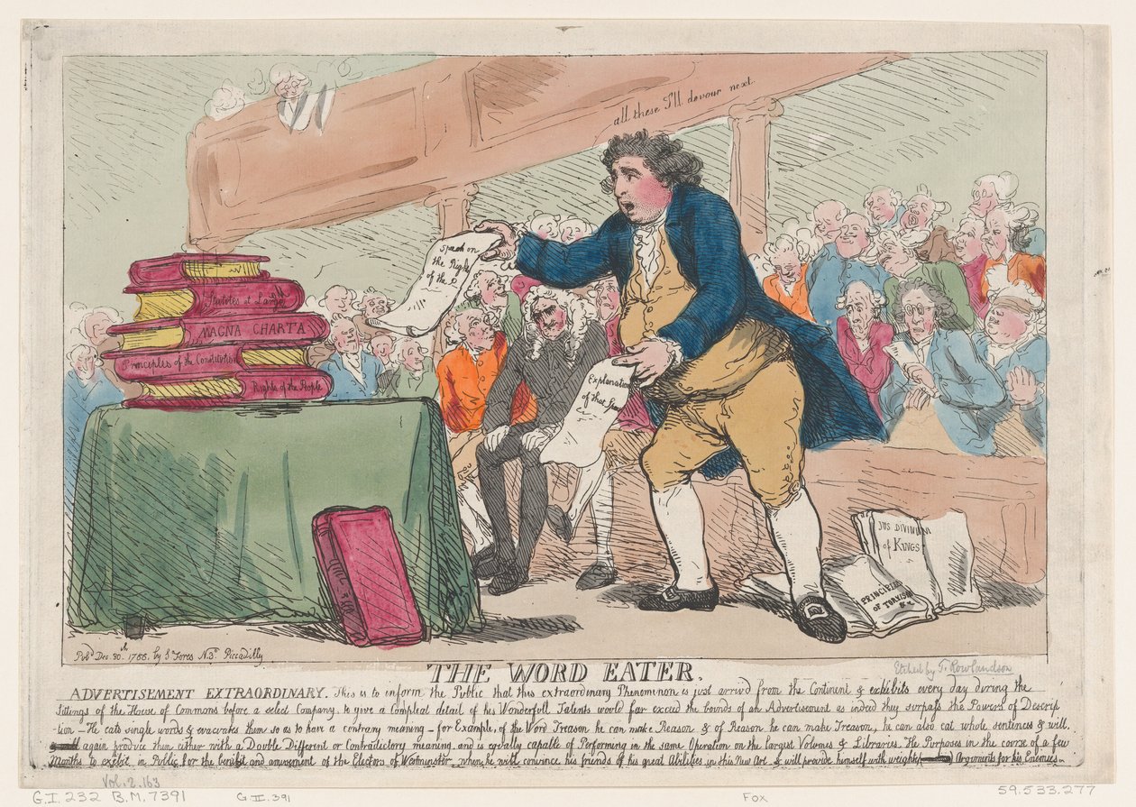 The Word-Eater ، 30 ديسمبر 1786. ، 30 ديسمبر 1786. بواسطة توماس رولاندسون