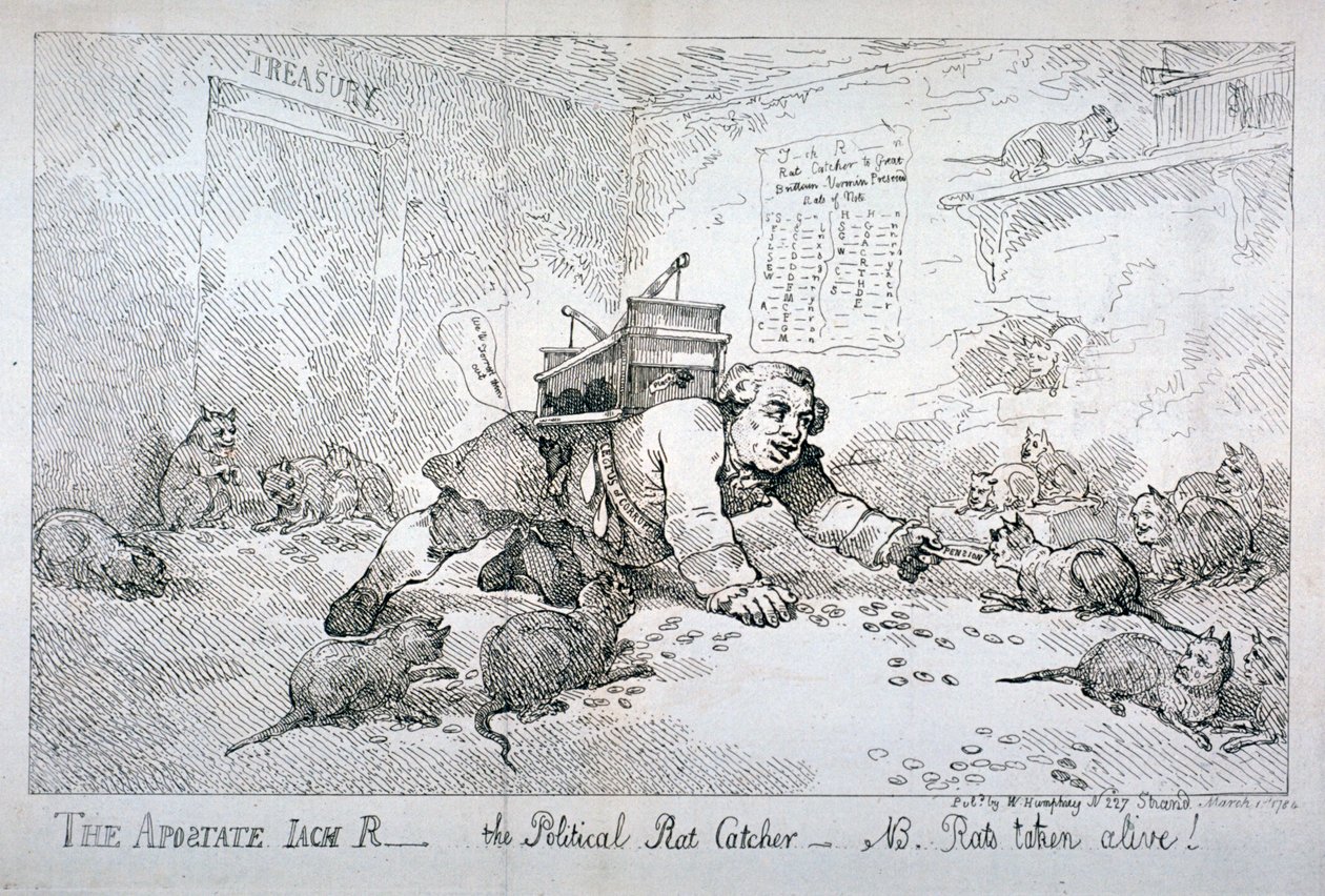 المرتد جاك آر - صائد الفئران السياسي - ملحوظة. فئران أُخذت على قيد الحياة! '، 1784. بواسطة توماس رولاندسون