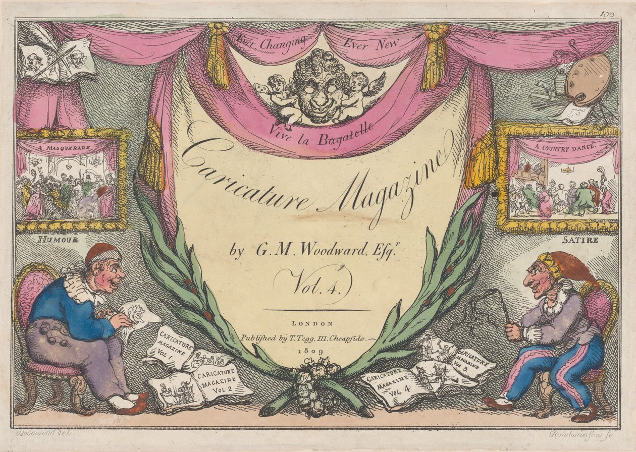 صفحة العنوان ، مجلة The Caricature بقلم GM Woodward ، المجلد. 4 ، 1809. ، 1809. بواسطة توماس رولاندسون