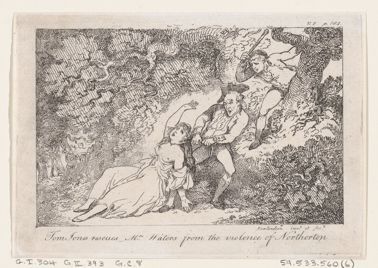 توم جونز ينقذ السيدة ووترز من عنف نورثثرتون ، من تاريخ توم جون ... ، 1792. بواسطة توماس رولاندسون