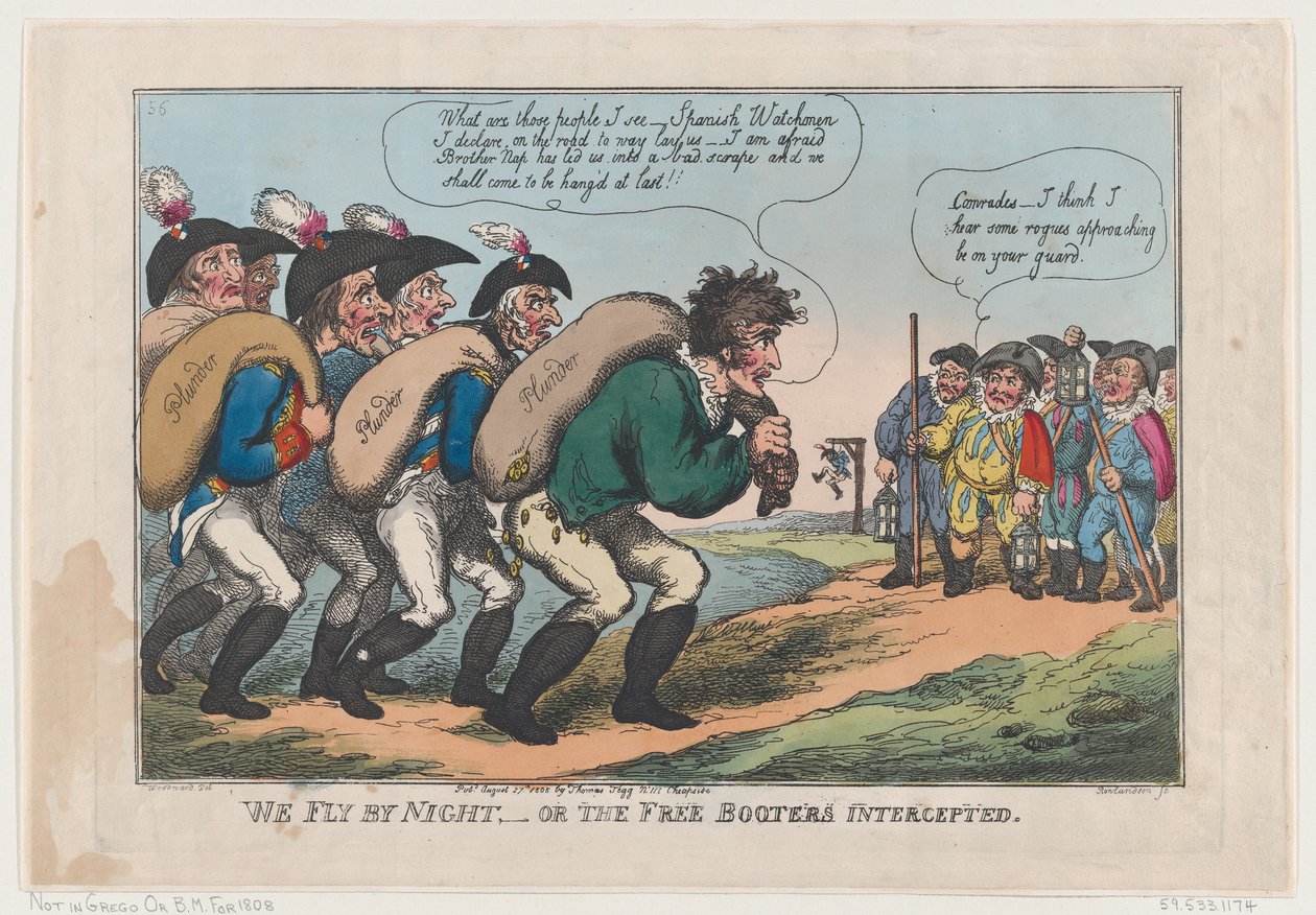 نحن نطير ليلاً ، أو تم اعتراض أصحاب الإقلاع الحر ، 27 أغسطس ، 1808. ، 27 أغسطس ، 1808. بواسطة توماس رولاندسون