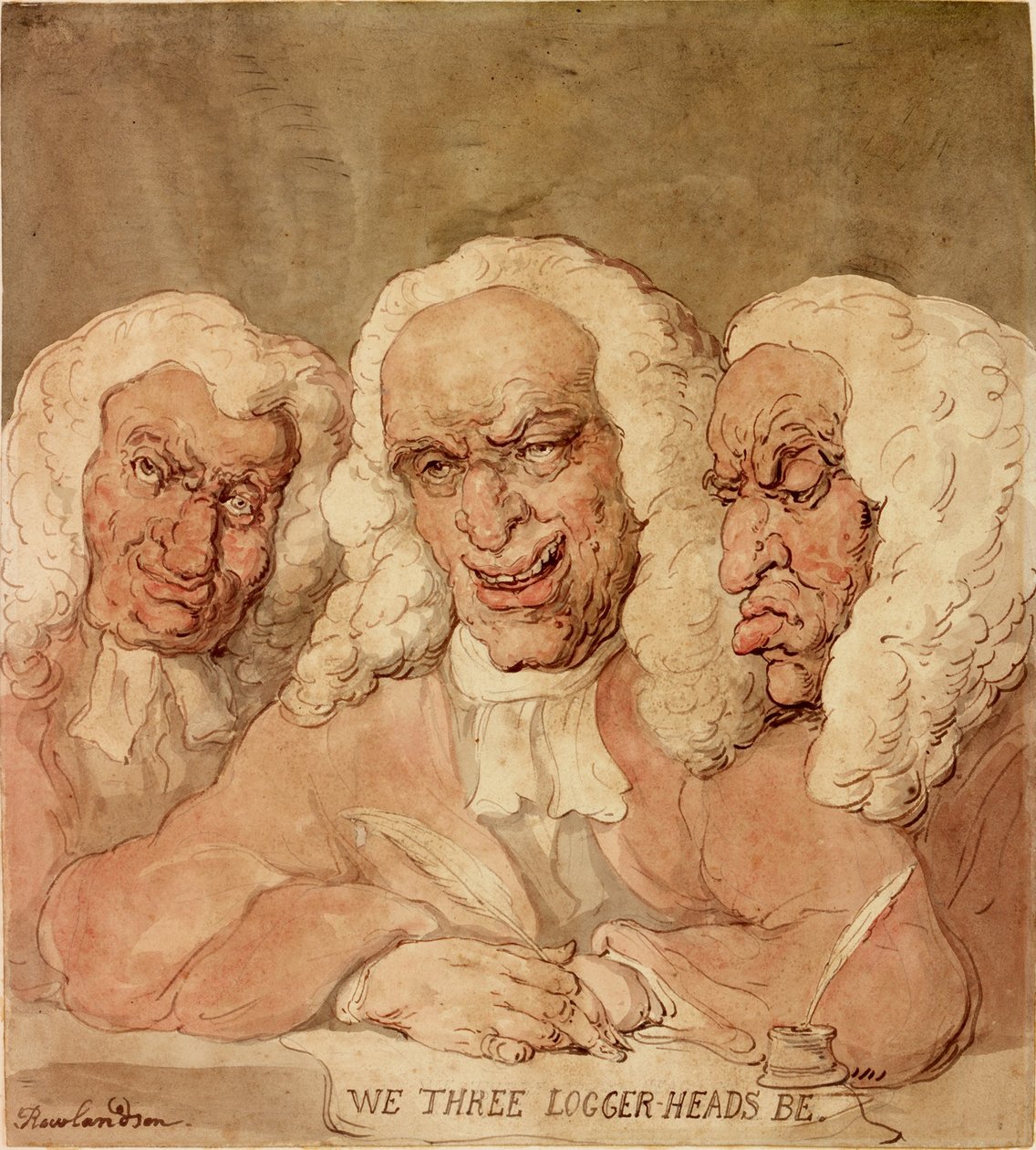 We Three Logger-Heads Be، c.1805 (حبر وقلم رصاص وألوان مائية على ورق) بواسطة توماس رولاندسون
