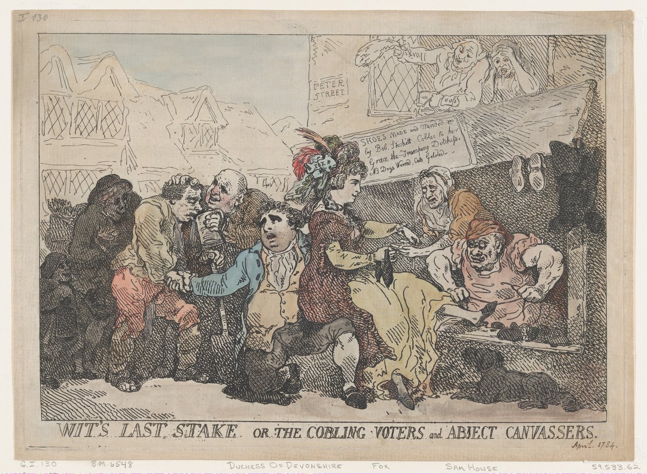 الرهان الأخير للذكاء ، أو المصوتون المرهفون والمدافعون المذلون ، 22 أبريل 1784. ، 22 أبريل ، 1784. بواسطة توماس رولاندسون