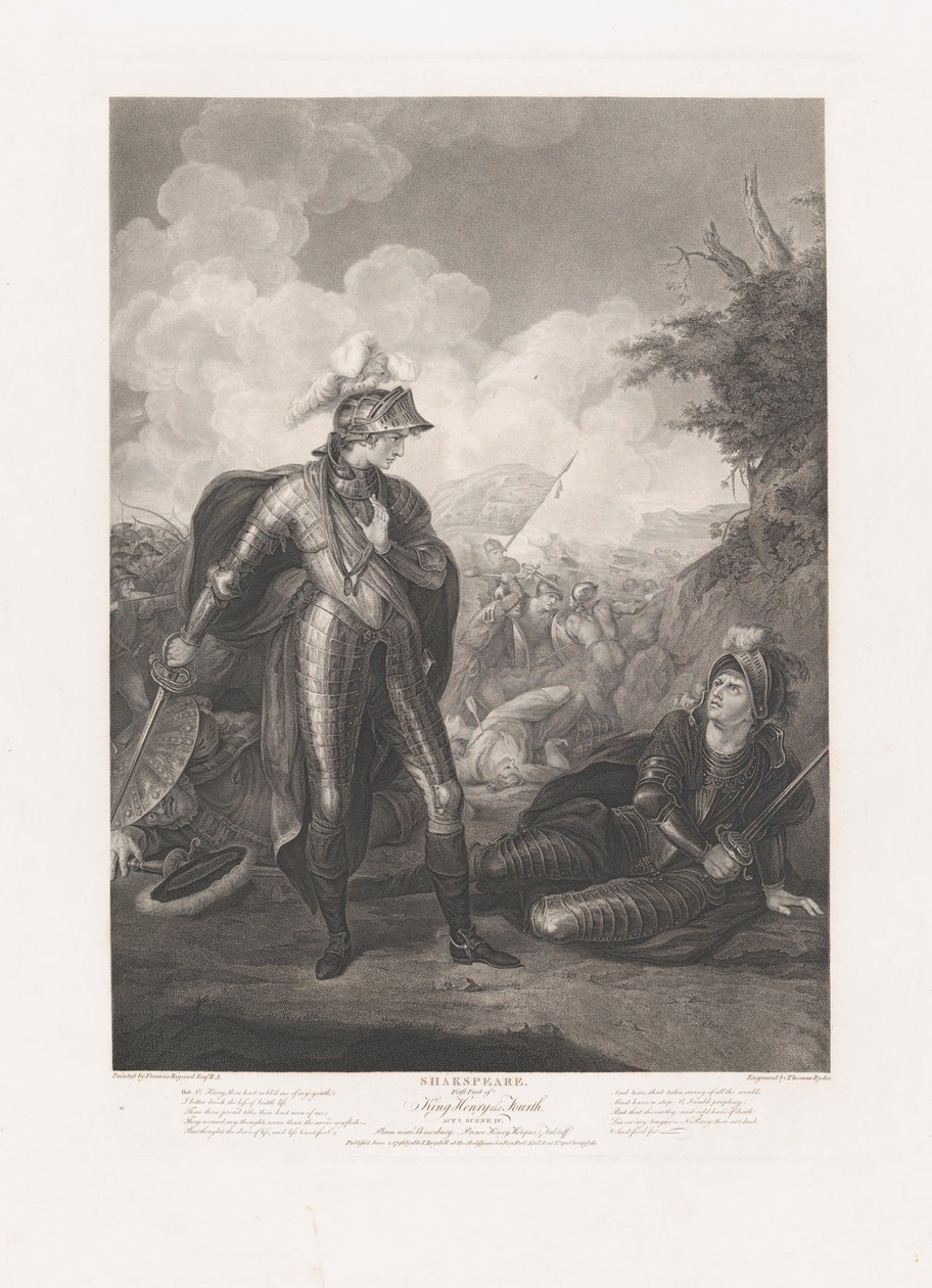 الأمير هنري ، هوتسبير وفالستاف شكسبير ، الملك هنري ... ، نُشر لأول مرة عام 1796 ، وأعيد إصداره عام 1852. بواسطة توماس رايدر