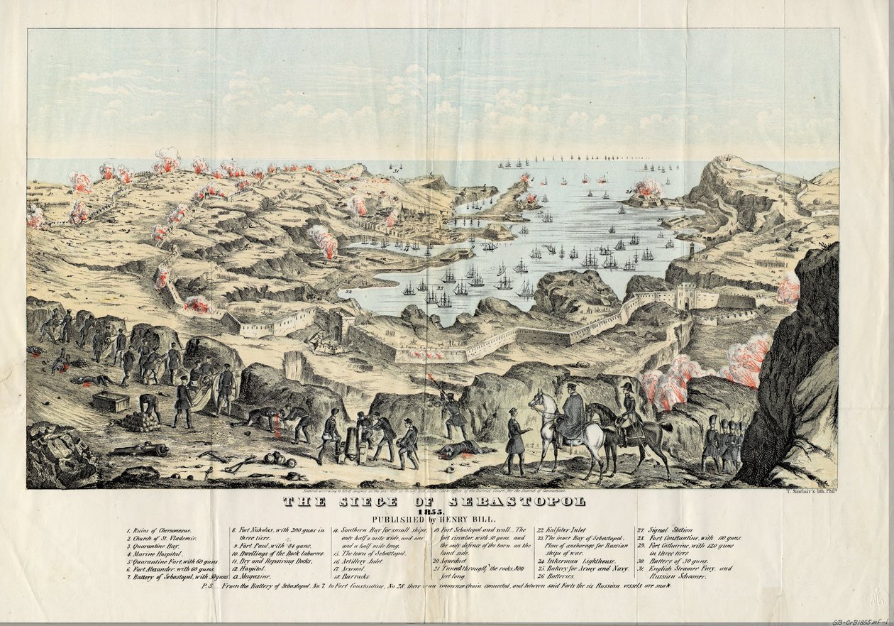 لو حصار دي سيباستوبول (1854-1855) - حصار سيفاستوبول - سنكلير ، توماس س. (حوالي 1805-1881) - 1855 - مطبوعات حجرية ، ألوان مائية - 30.5x43.6 - مجموعة خاصة بواسطة توماس س. سنكلير