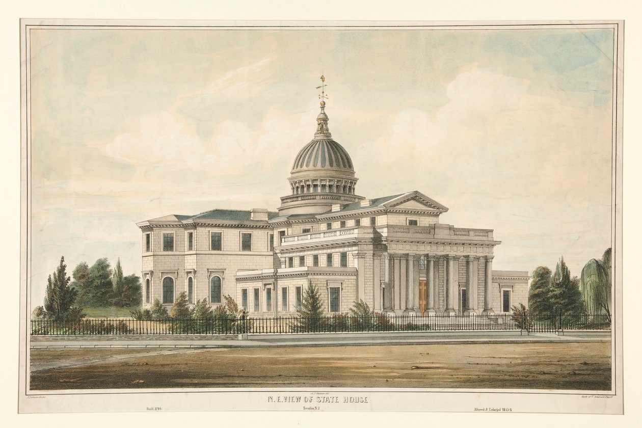 م. منظر لمنزل الولاية الذي بني عام 1794 - ترينتون ، نيوجيرسي غيرت وتضخم 1845-6 بواسطة توماس س. سنكلير