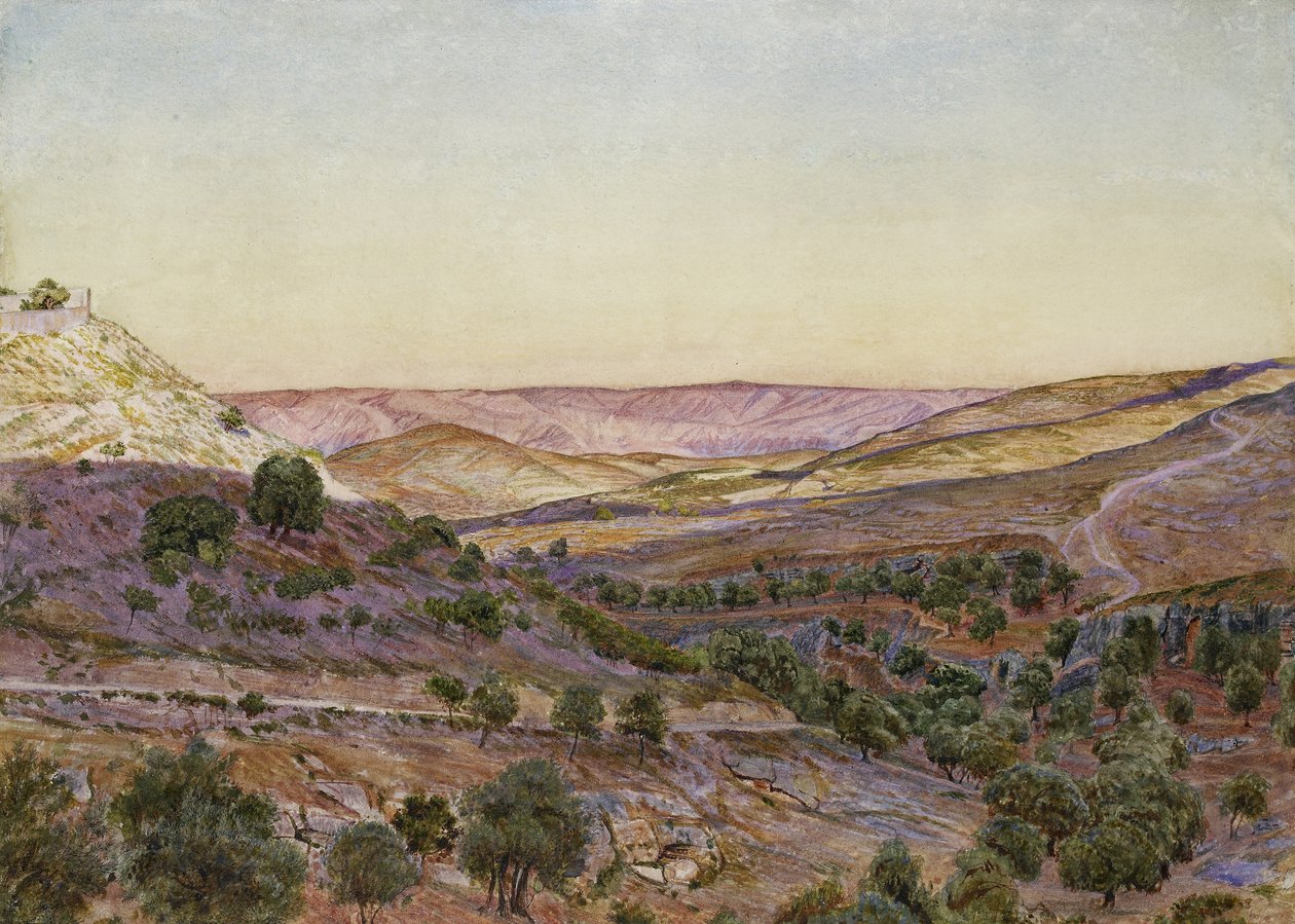 تلال مواب ووادي هنوم ، 1854 (ألوان مائية وألوان الجسم) بواسطة توماس سيدون