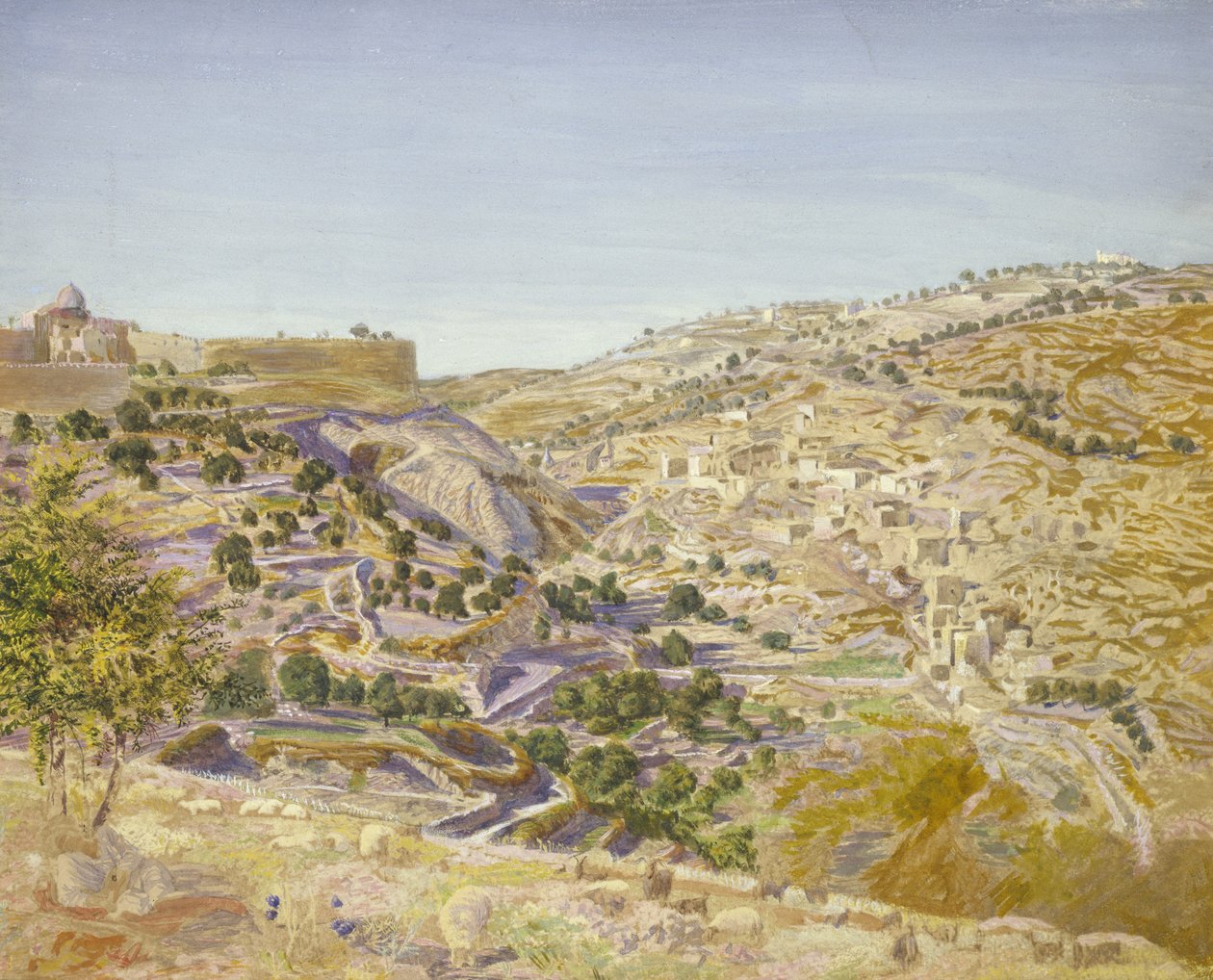 منظر للقدس ، 1854 (ألوان مائية على ورق) بواسطة توماس سيدون