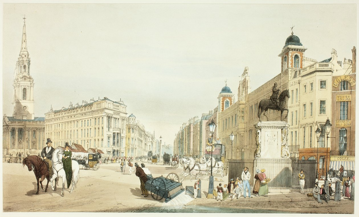 الدخول إلى The Strand من Charing Cross ، اللوحة رقم 20 من المناظر الأصلية للندن كما هي بواسطة توماس شوتر بويز