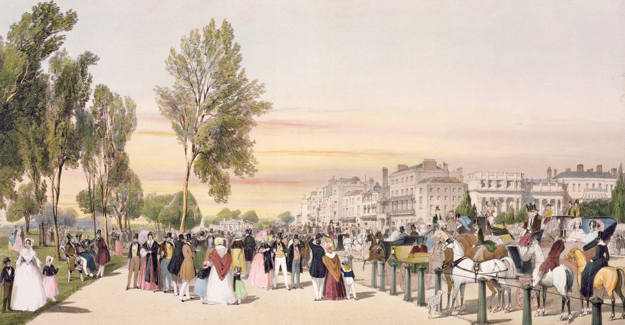 هايد بارك ، بالقرب من بوابة غروسفينور ، من "لندن كما هي" ، محفورة وحانة. للفنان ، 1842 بواسطة توماس شوتر بويز