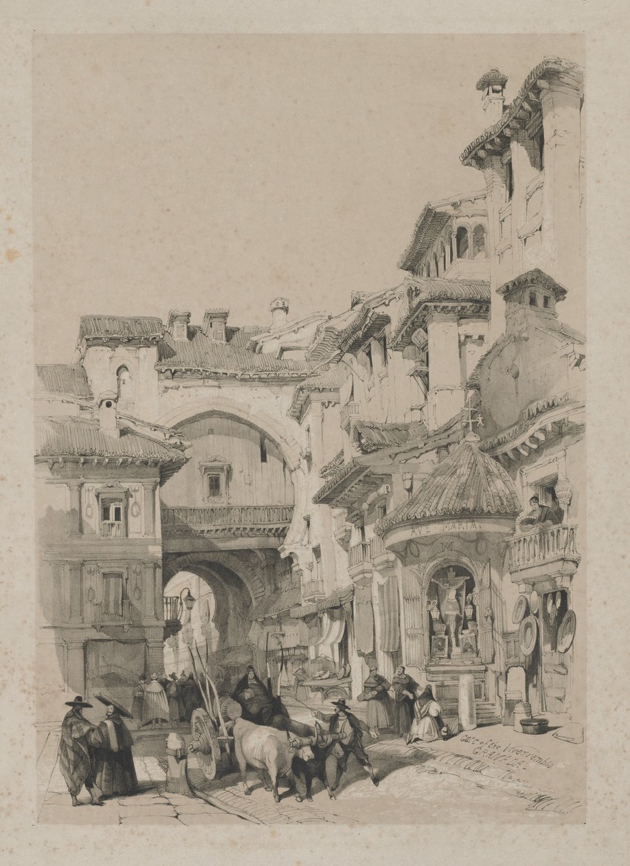 اسكتشات رائعة في إسبانيا: بوابة Vivarrambla ، غرناطة ، 1837. بواسطة توماس شوتر بويز
