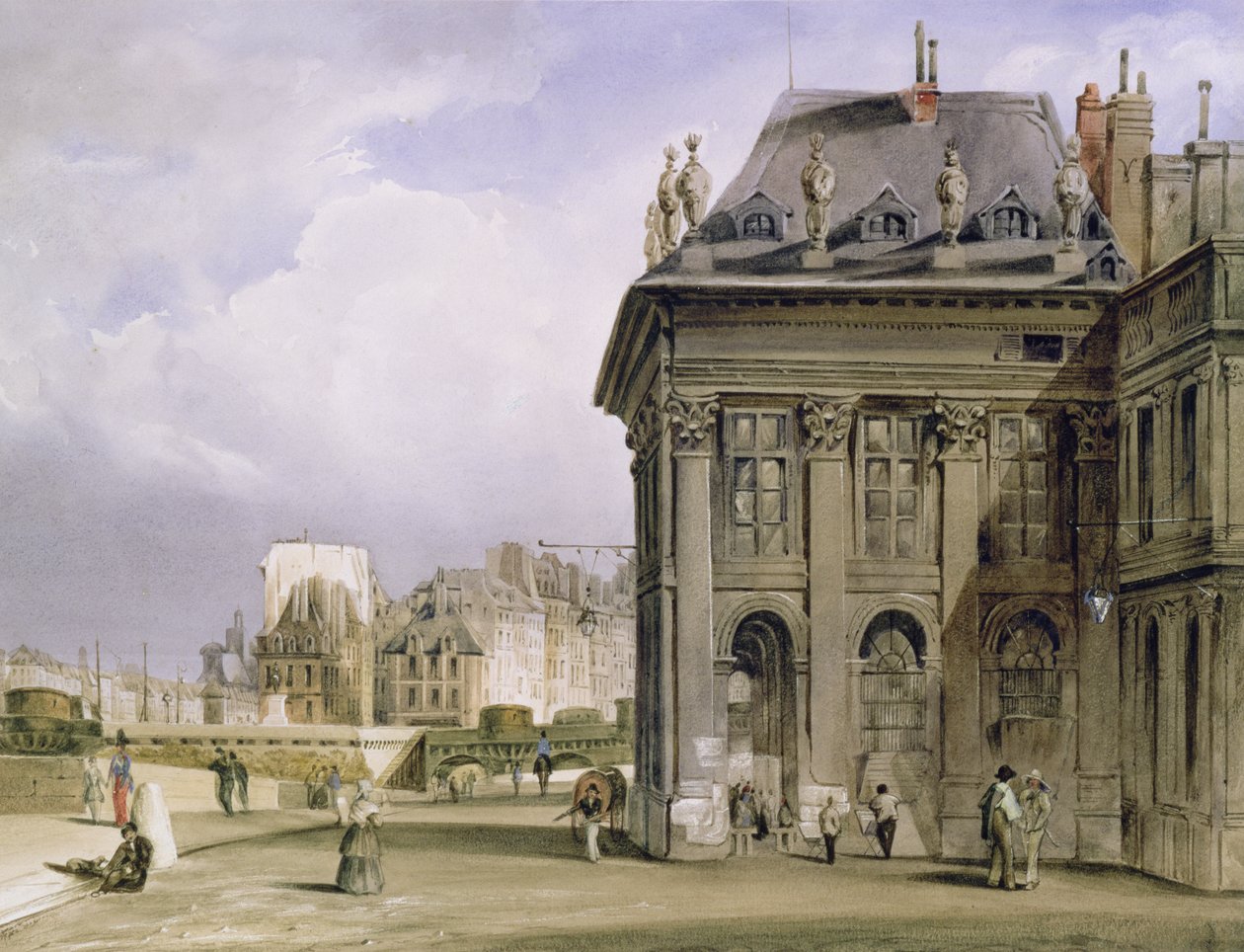 The Ile de la Cite من المعهد ، باريس ، حوالي 1830-1839 (ألوان مائية) بواسطة توماس شوتر بويز