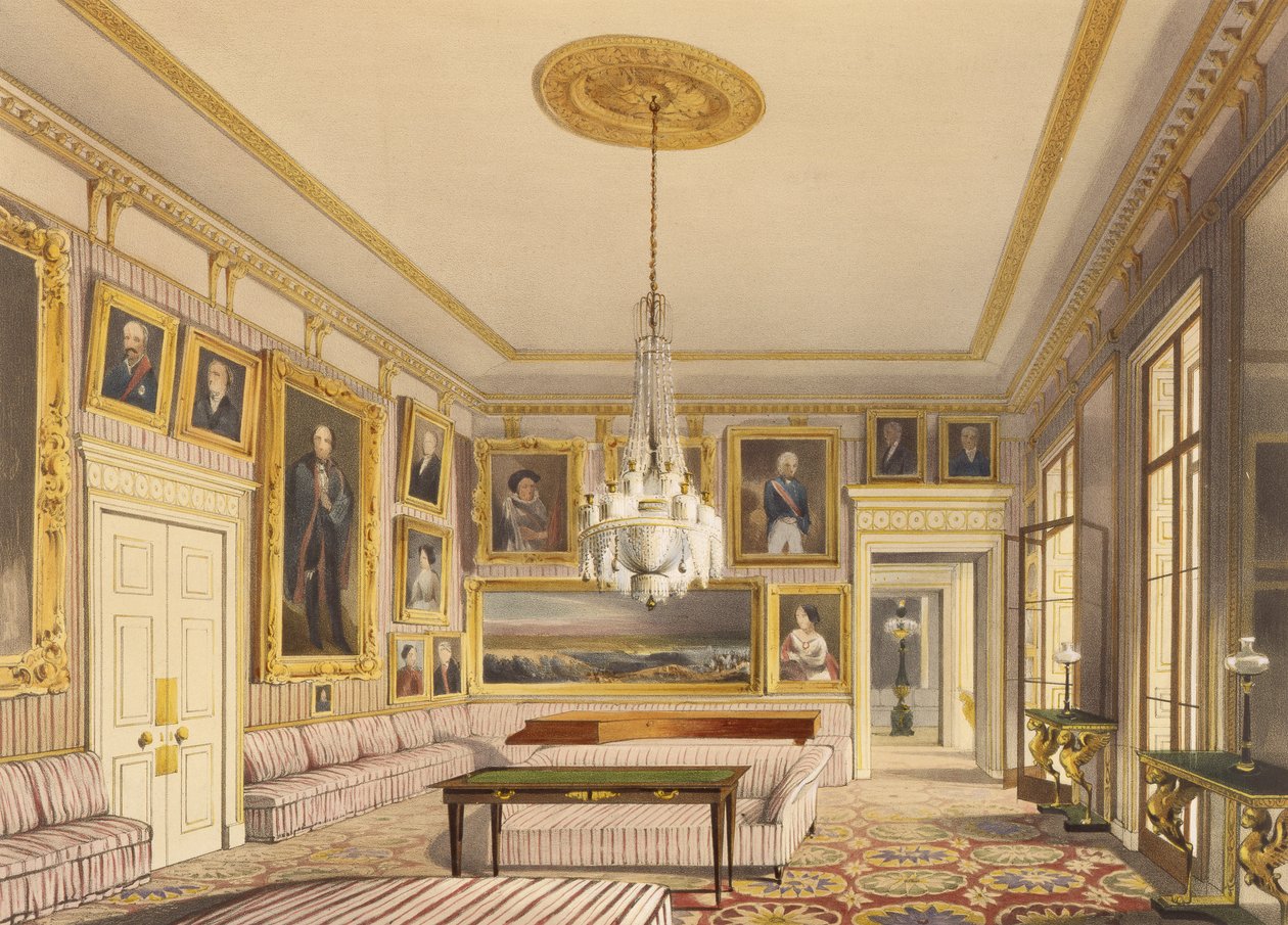غرفة الرسم المخططة ، أبسلي هاوس ، 1853 (مطبوعة) بواسطة توماس شوتر بويز