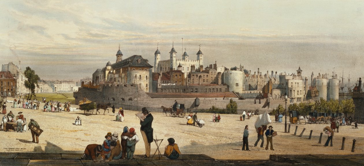 البرج والنعناع ، من جريت تاور هيل ، من "لندن كما هي" ، محفورة وحانة. للفنان ، 1842 بواسطة توماس شوتر بويز