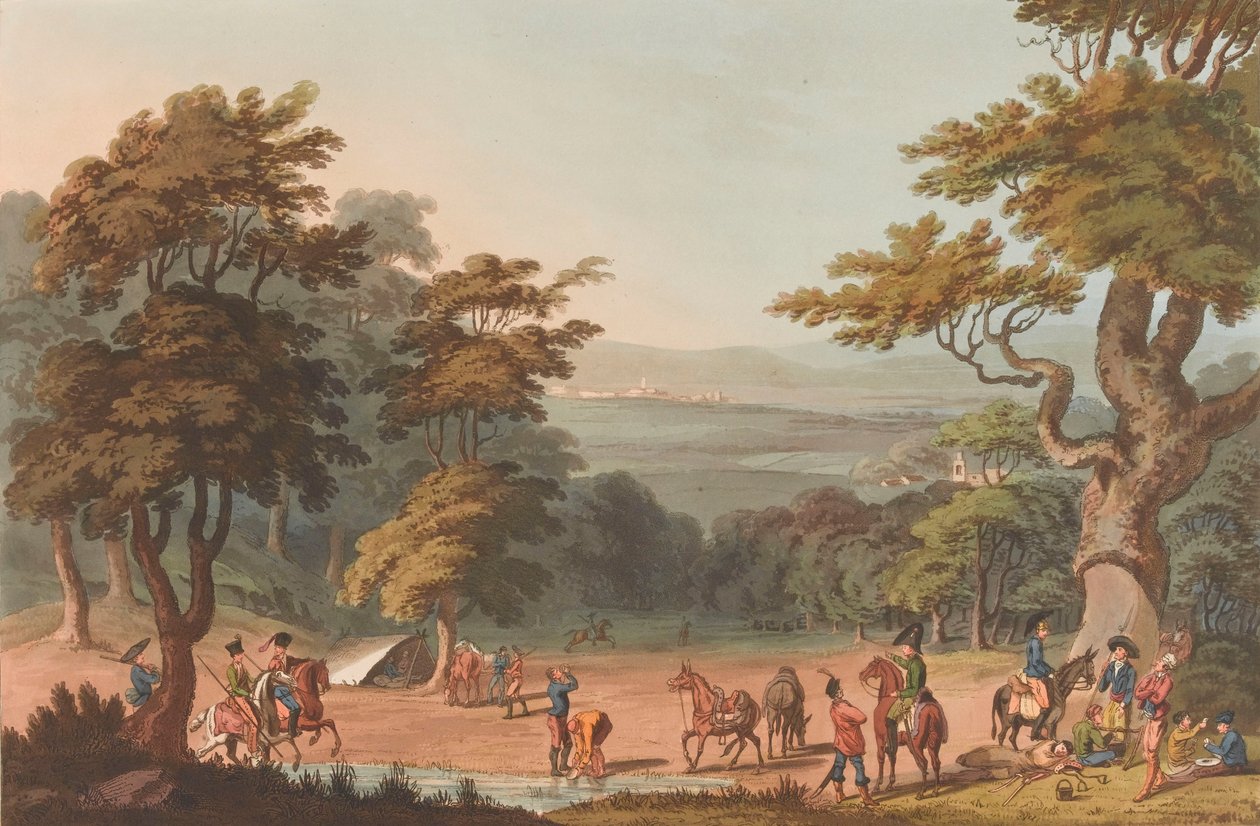 منظر بعيد لـ Ciudad Roddrigo ، حوالي 1810-11 (أكواتينت ، ملون) بواسطة توماس ستونتون (بعد) سانت كلير