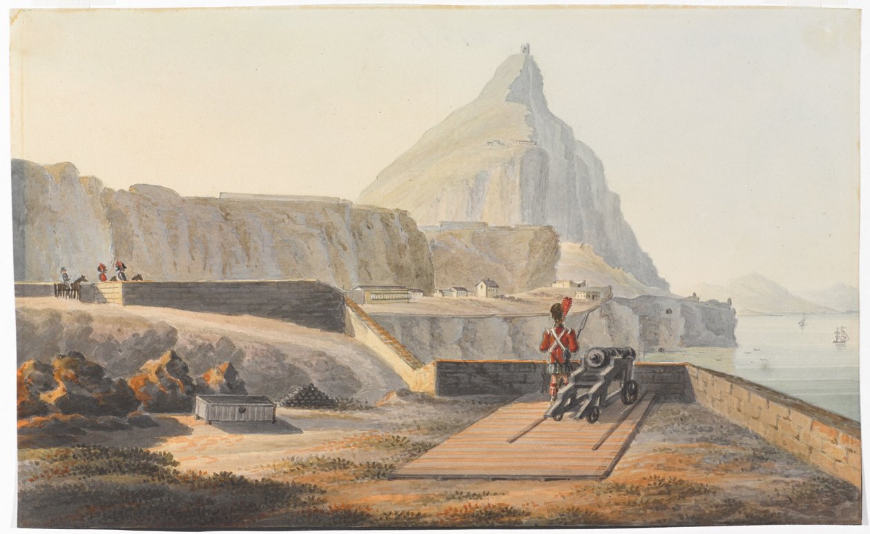 كوخ المحافظين على صخرة جبل طارق ، مارس 1827 (ألوان مائية) بواسطة توماس ستونتون سانت كلير