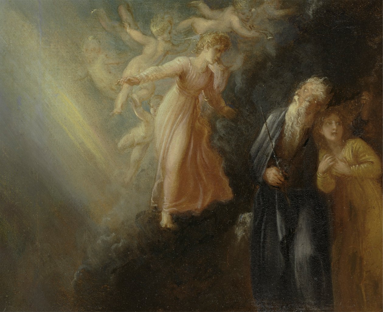 بروسبيرو ، ميراندا وآرييل ، من "The Tempest" الفصل الأول ، المشهد الثاني بواسطة توماس ستوثارد