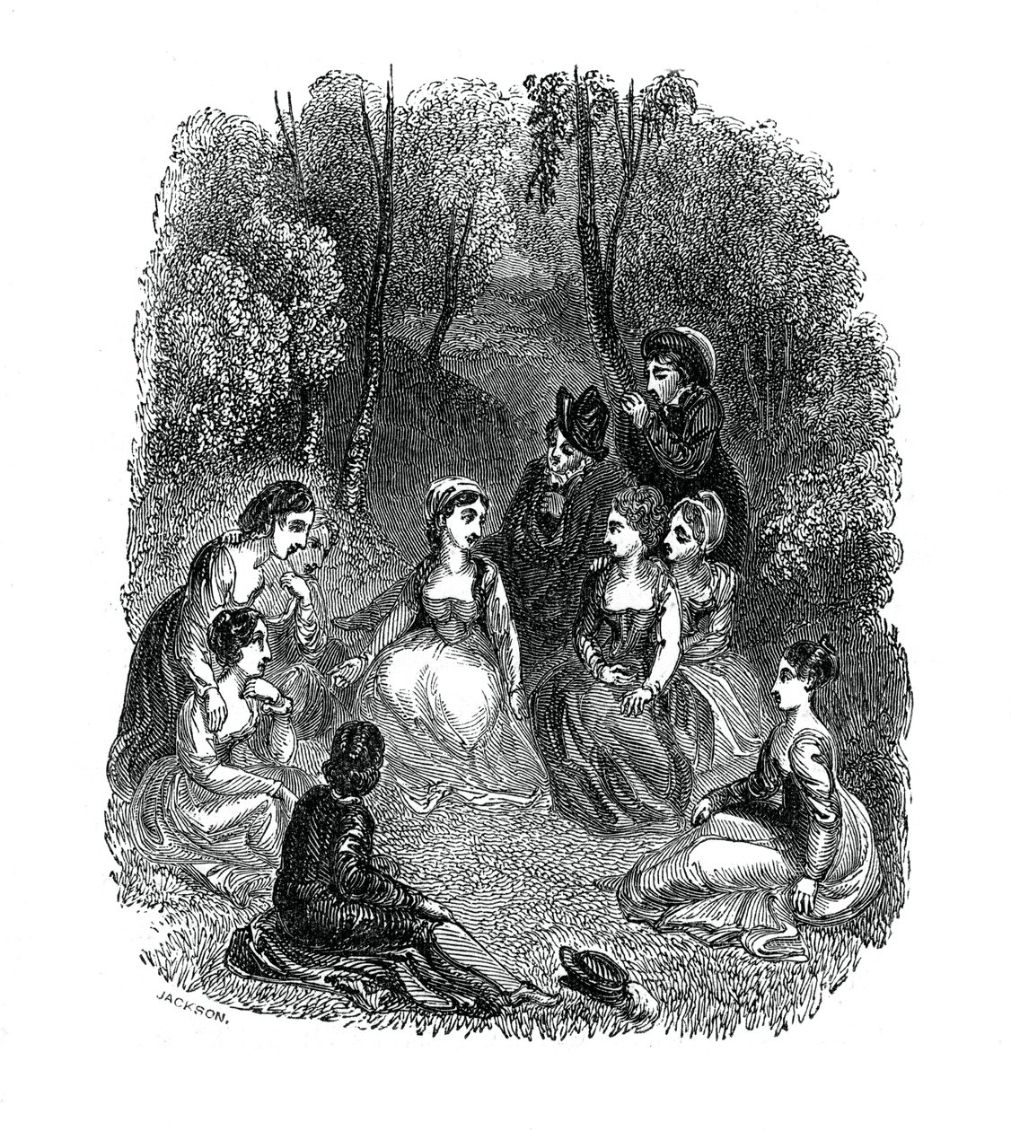 مشهد من مقدمة The Decameron بقلم جيوفاني بوكاتشيو ، 1833. بواسطة توماس ستوثارد
