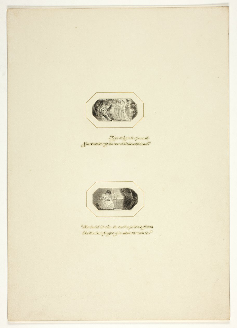 دراسة للوحة من انتصارات المزاج ، في 1796 Royal Engagements Pocket Book بواسطة توماس ستوثارد